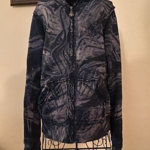 Sinful Navy Marble Tie-Dye Zip Hoodie